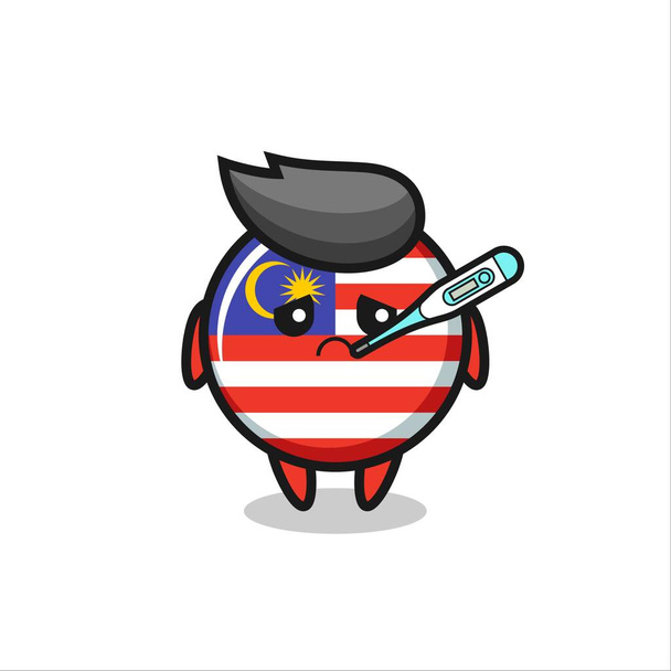 malaysia flag badge mascot character with fever condition , cute style design for t shirt, sticker, logo element - Vector, Image