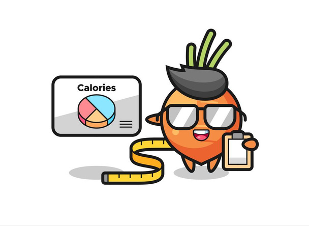Illustration de la mascotte de carotte en tant que diététiste, design mignon pour t-shirt, autocollant, élément de logo - Vecteur, image