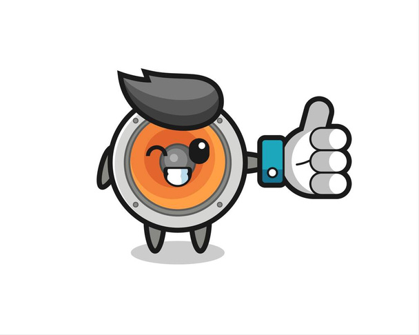 cute loudspeaker with social media thumbs up symbol , cute style design for t shirt, sticker, logo element - Vector, Image