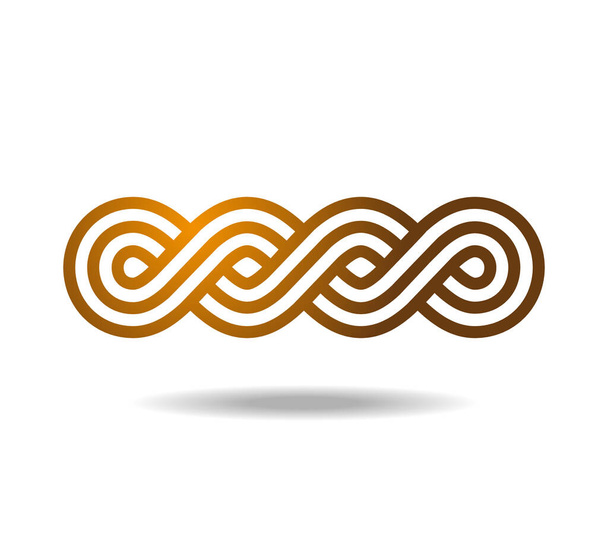 Lineair gouden Keltische of Griekse patroon geweven uit drie lijnen. Oneindigheidsymbool. Mobius-lus - Vector, afbeelding