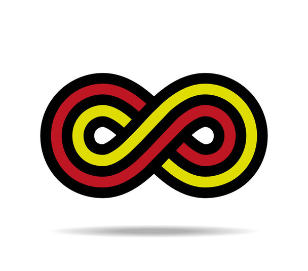 Ciclo di Mobius. Modello colorato celtico o greco tessuto da tre linee. Anello infinito. Simbolo dell'infinito - Vettoriali, immagini