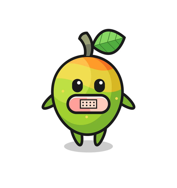 Sarjakuva Kuva mango teipillä suulla, söpö tyyli suunnittelu t-paita, tarra, logo elementti - Vektori, kuva