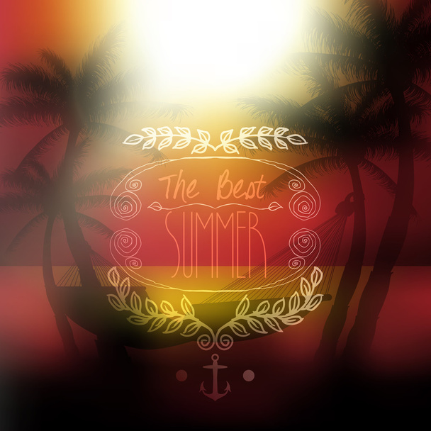 Vector the best summer message, on tropical background - Vector, Image