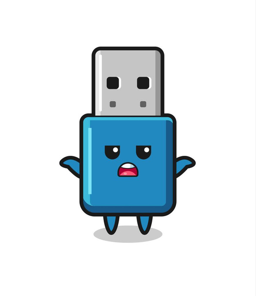 flash drive usb mascote personagem dizendo que eu não sei, design de estilo bonito para t-shirt, adesivo, elemento logotipo - Vetor, Imagem