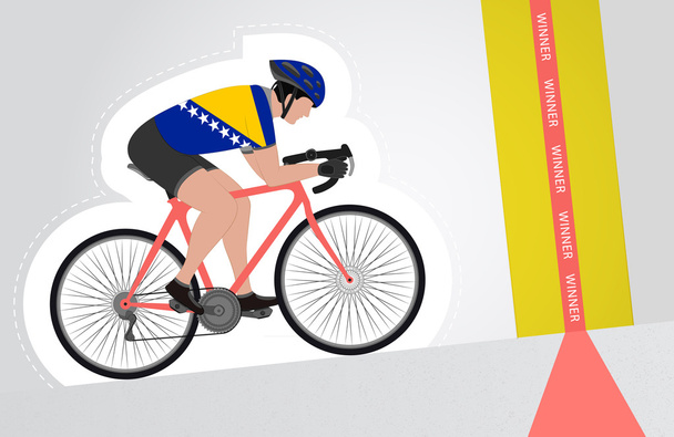 Bosnian cyclist riding upwards to finish line vector isolated - Vector, Image