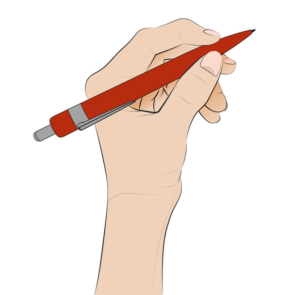 mão humana isolada segurando vetor de escrita esferográfica
 - Vetor, Imagem