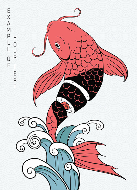  abstraktní ilustrace červená ryba se sushi  - Vektor, obrázek