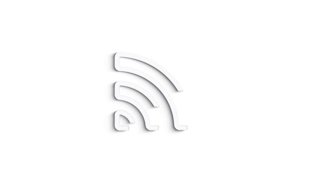 3D Line Icon wifi et réseau nd Animation sur fond blanc. 4k - Séquence, vidéo