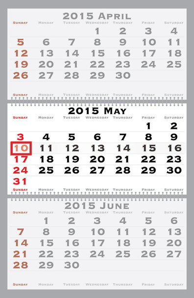 2015 may with red dating mark - Vector, Image