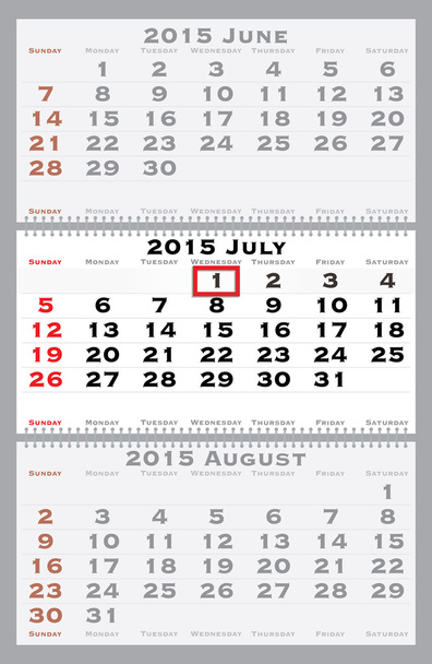 2015 july with red dating mark - Vector, Image