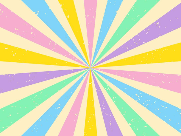 鮮やかな虹色のレトロバーストの背景  - ベクター画像