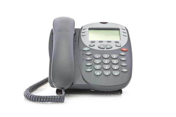 Gray office telephone isolated on a white background  - Zdjęcie, obraz