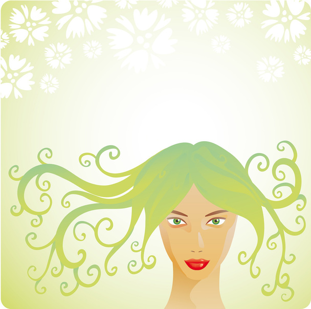 Kobieta z włosów z winogron. Pojęciem sezonowe - Wektor, obraz