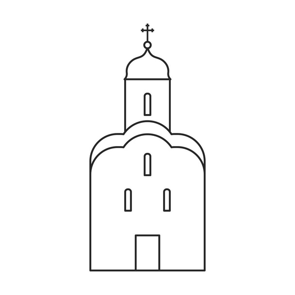Kerkvectoricoon. Vector illustratie voortbouwend op witte achtergrond. Geïsoleerde schets illustratie icoon van de kerk. - Vector, afbeelding