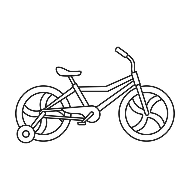 Fahrrad Kind Vektor Outline-Symbol. Vector Illustration Fahrrad Kinder auf weißem Hintergrund. Isolierte Umrisse illustrieren Ikone des Fahrradkindes . - Vektor, Bild