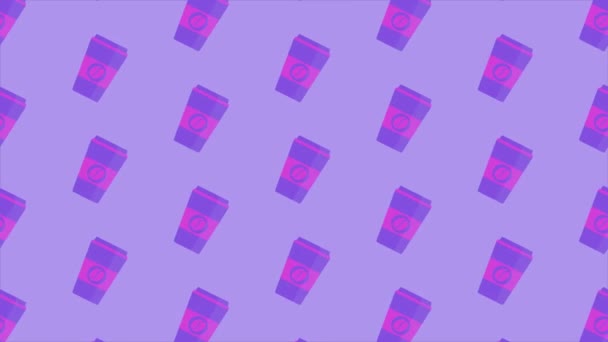 Animazione segno di caffè su sfondo viola. Tazza di caffè segno loop senza soluzione di continuità. 4k - Filmati, video
