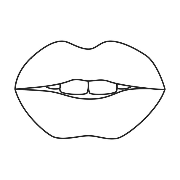 Icona del contorno labbra femminile. bocca illustrazione vettoriale su sfondo bianco. Isolato contorno illustrazione icona del labbro femminile . - Vettoriali, immagini