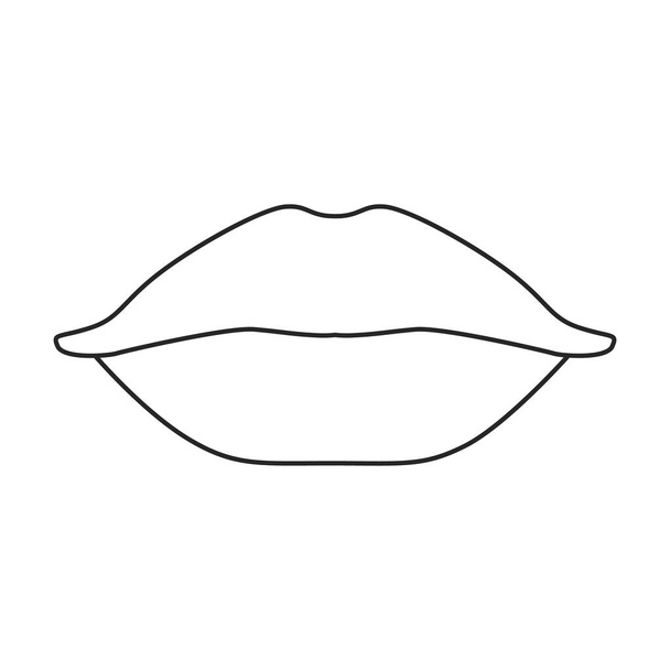 Dişi dudak vektör ana hatları simgesi. Beyaz arka planda vektör illüstrasyon ağzı. Kadın dudağının izole edilmiş taslak çizim simgesi . - Vektör, Görsel