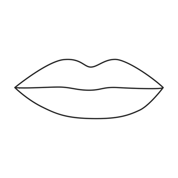 Female lip vector outline icon. Vector illustration mouth on white background. Isolated outline illustration icon of female lip . - Вектор,изображение