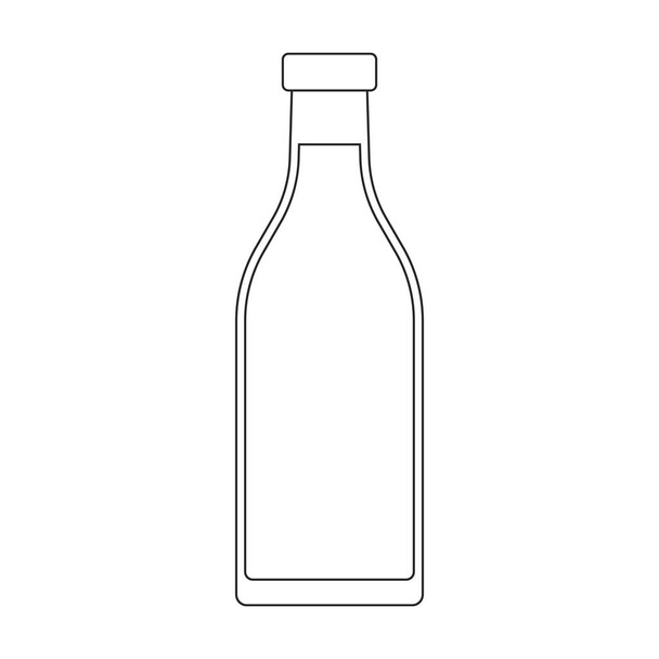 Icono de vector de leche de botella. Icono de vector de esquema aislado en la leche de botella de fondo blanco. - Vector, imagen