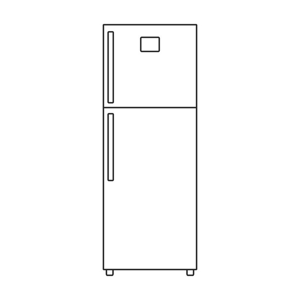 Gefrierschrank-Vektor-Umriss-Symbol. Vector Illustration Kühlschrank Kühlschrank auf weißem Hintergrund. Isolierte Umrisse illustrieren Ikone der Tiefkühltruhe. - Vektor, Bild
