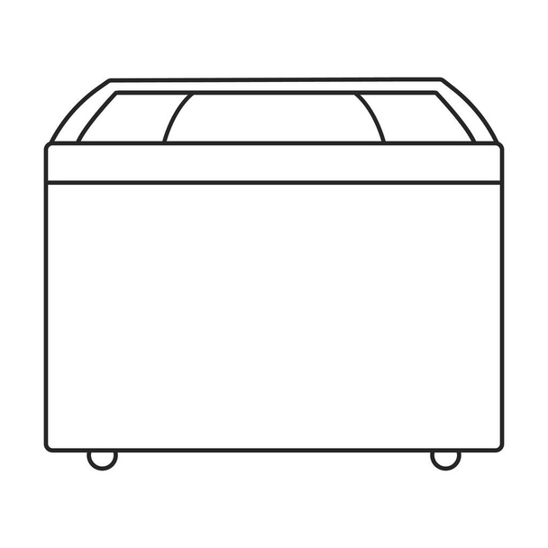 Значок контура вектора замораживателя. Векторная иллюстрация холодильник холодильник на белом фоне. Изолированный рисунок контура иконки морозильника. - Вектор,изображение