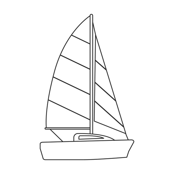 Yacht sail vector outline icon. Vector illustration sailboat on white background. Isolated outline illustration icon of yacht sail . - Vector, Image