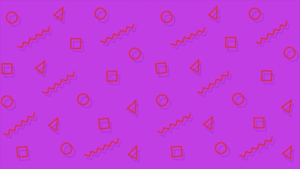 4K multicolor geometric shapes pattern in retro, memphis 80s - 90s style. Animated vintage abstract background. - Footage, Video