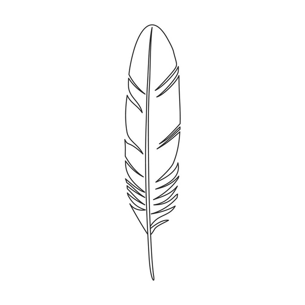 Feather bird vector outline icon. Vector illustration quill on white background. Isolated outline illustration icon of feather bird . - Vector, Image