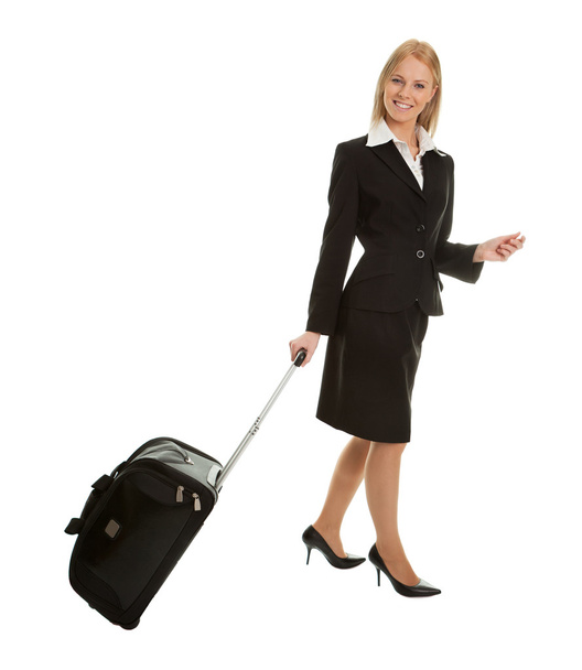 Cheerful businesswomen with travel bag - Фото, зображення