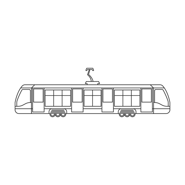 Icono del contorno del vector de tranvía. Tren de ilustración vectorial sobre fondo blanco. Icono de ilustración de contorno aislado del tranvía . - Vector, imagen