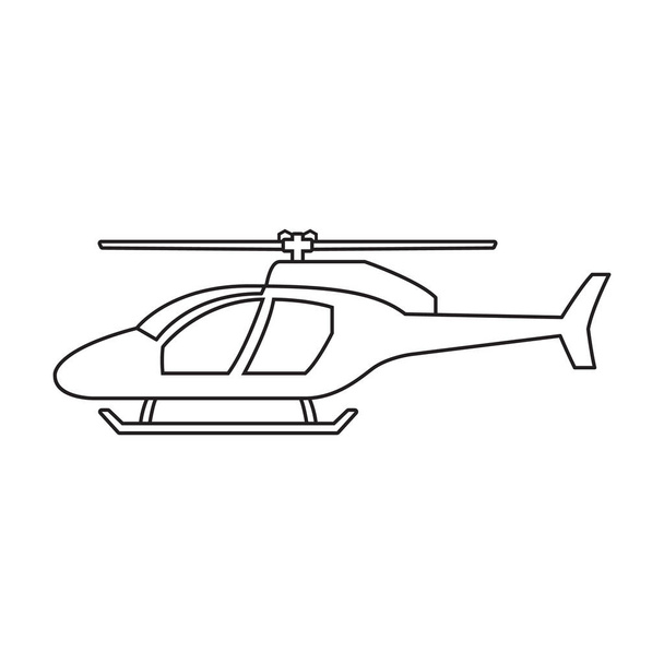 Helikopter vector overzicht icoon. Vector illustratie helikopter op witte achtergrond. Geïsoleerde schets illustratie icoon van helikopter. - Vector, afbeelding