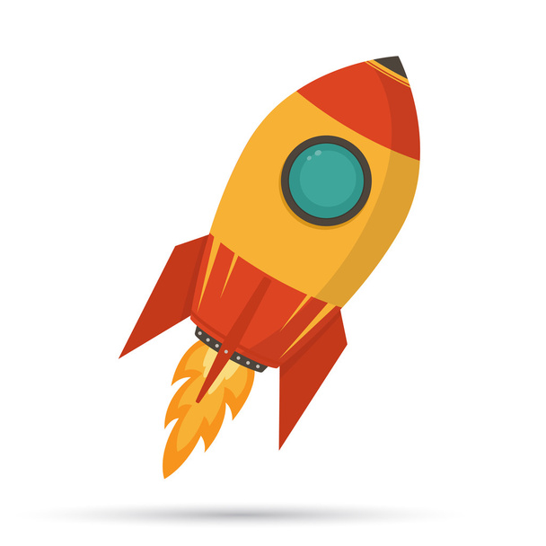 Cosmic rocket in flat design on white background. - Vector, Image