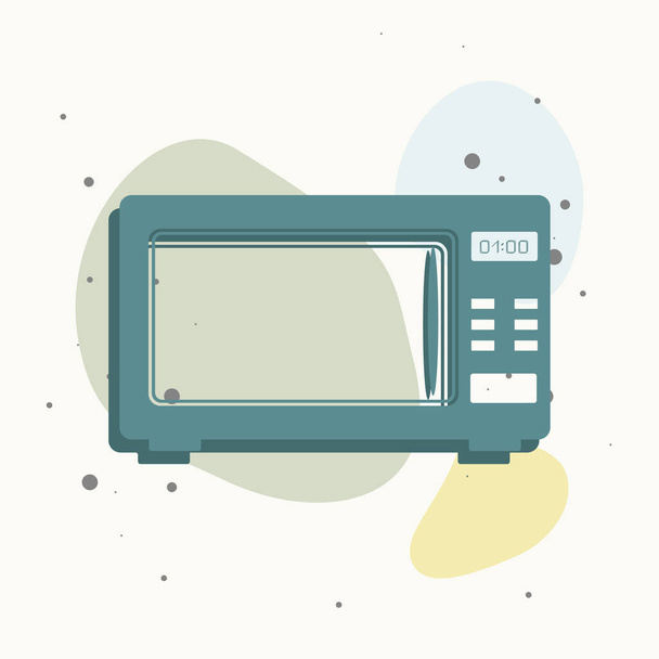 Vector icon microwave oven on white background. Home Appliances on multicolored background. Layers grouped for easy editing illustration. For your design. - Vector, Image