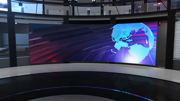 3D Virtual TV Studio News, tło dla programów telewizyjnych .TV On Wall.3D Virtual News Studio Tło, Ilustracja 3D  - Zdjęcie, obraz