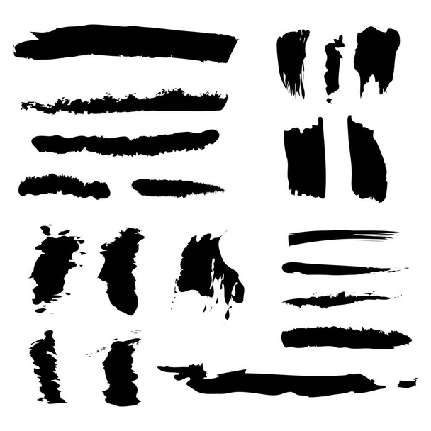 Différents traits de peinture noire sur fond blanc - Illustration vectorielle - Vecteur, image