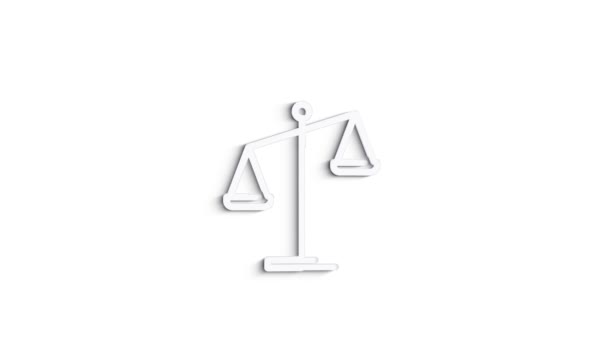 Hof van Justitie 3D schaduw icoon. Balans schaal teken. Bewegingsgrafiek. - Video