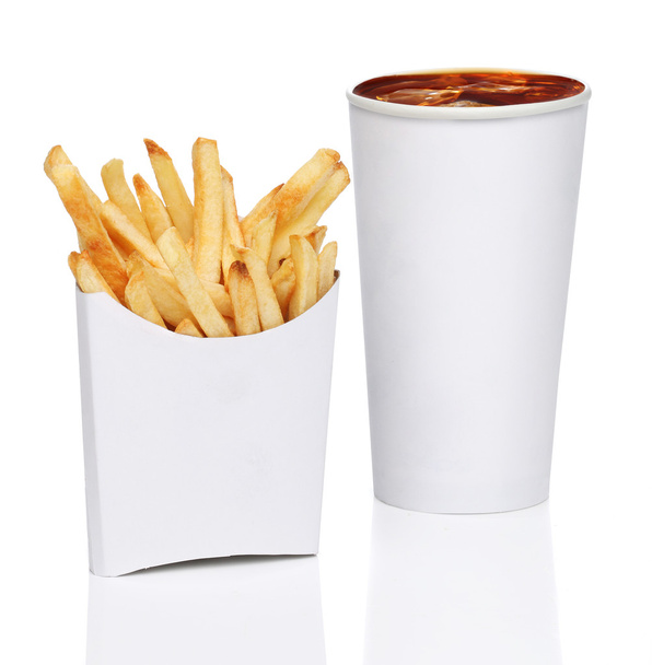 French fries and soda isolated - Photo, Image