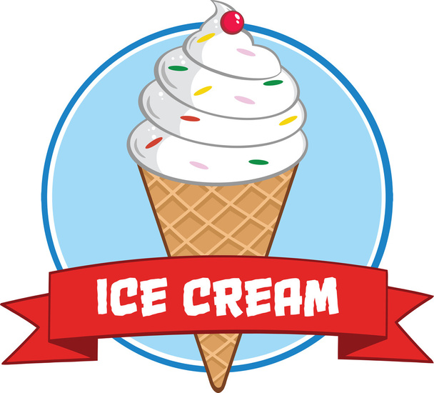 Banner de círculo de cono de helado con texto
 - Foto, Imagen