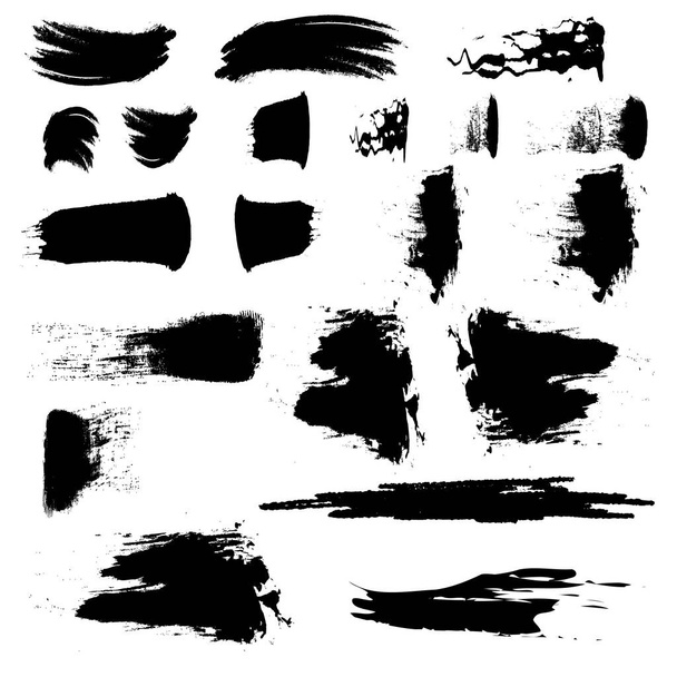 白い背景の上の黒い絵具の異なるストローク-ベクトル図 - ベクター画像