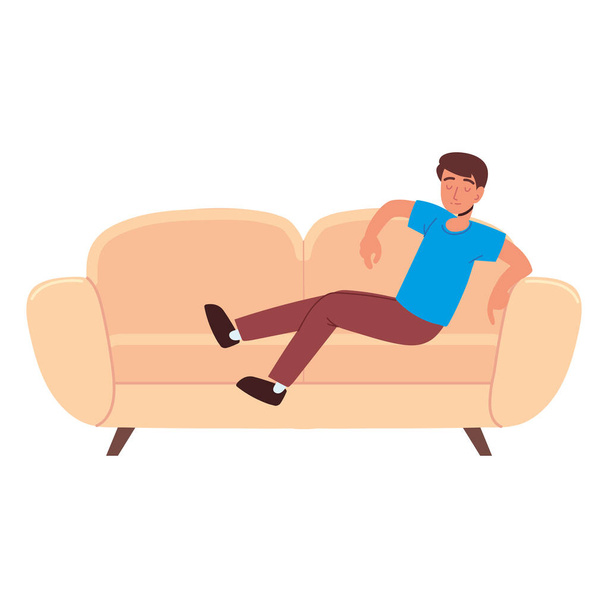 relaxant gars sur canapé - Vecteur, image