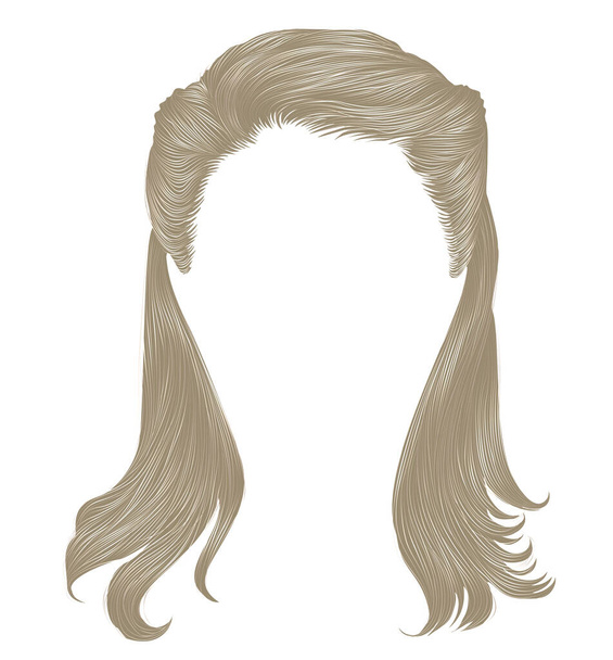 trendi nő hosszú haj szőke színek. szépség divat . - Vektor, kép