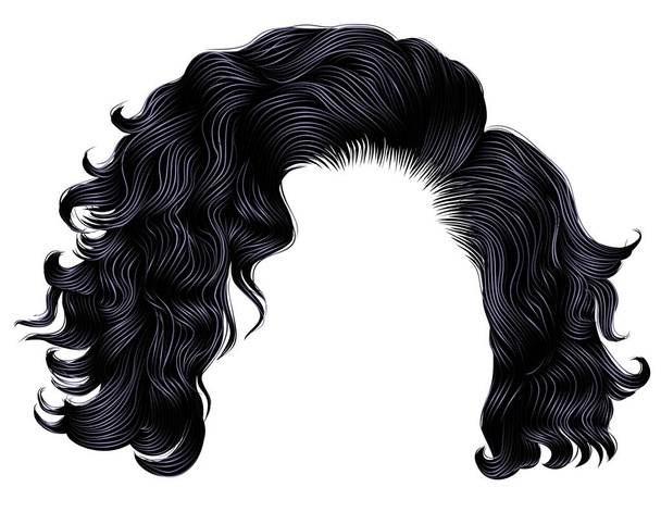 トレンディーな女性の短い髪ブルネットブラックダークカラー  - ベクター画像
