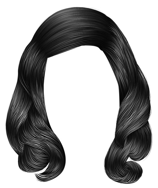  mulher na moda cabelos longos cores cinza. moda de beleza. gráfico realista 3d.retro - Vetor, Imagem