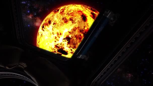 De Heldere Zon gezien vanaf een ruimteschip. Elementen van deze video geleverd door NASA.  - Video