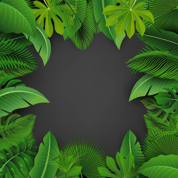 Sign with text space of Tropical Leaves. Suitable for nature concept, vacation, and summer holiday - Вектор, зображення