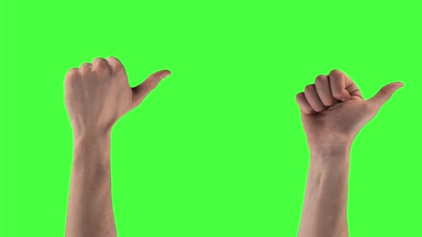 Package of 21 gestures of man hands showing different symbols on a chroma key background - Felvétel, videó