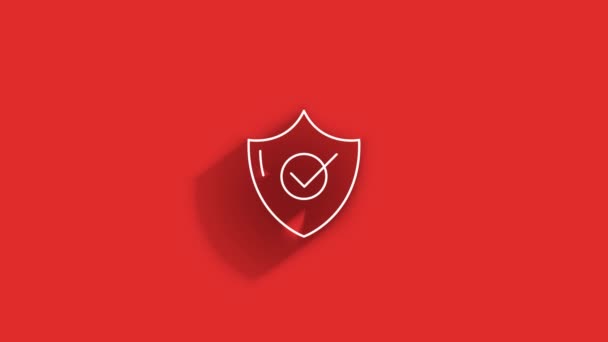 Cyber security long shadow icon with shield and check mark. Security concept. Motion graphics. - Video