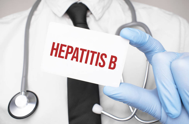 Doctor holding a card with text Hepatitis b,medical concept - Foto, Imagem