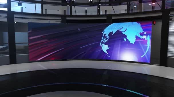 3D virtual news studio achtergrond lus, 3D rendering achtergrond is perfect voor elk type van nieuws of informatie presentatie. De achtergrond is stijlvol en schoon ingericht - Video